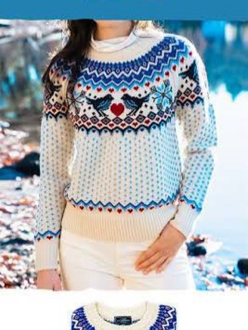 Kiel James Patrick - Retired Lovebirds Sweater with Blue and Red Accents